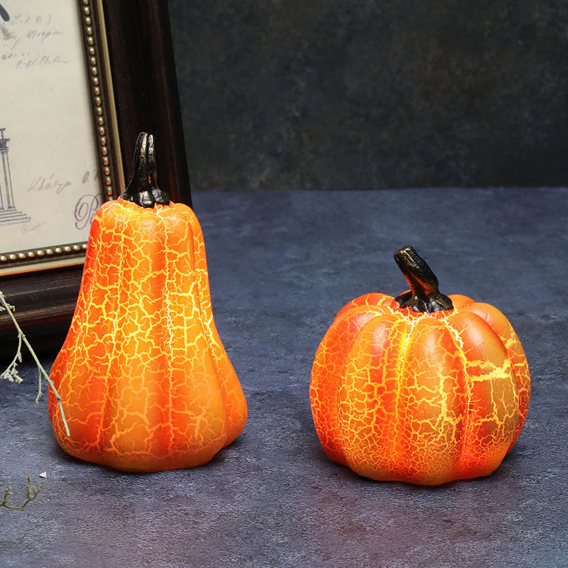 LED Pumpkin Lantern – Luminous Resin Halloween Candle Lamp for Spooky Decor