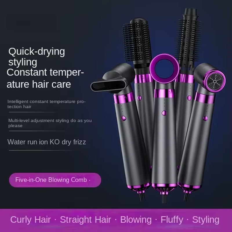 5 in 1 Quality Hairdryer Comb Hot Air Comb for Curling and Straightening Hair Automatic Straight Hair Comb Styling Hair Dryer