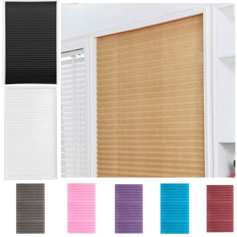 Self-Adhesive Pleated Blinds Шторы Folding Non-Woven Curtains for Kitchen Balcony Shades Home Blackout Blinds for Windows Decor