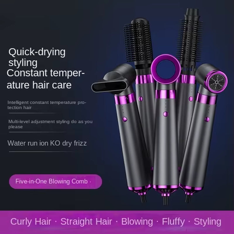 5 in 1 Quality Hairdryer Comb Hot Air Comb for Curling and Straightening Hair Automatic Straight Hair Comb Styling Hair Dryer