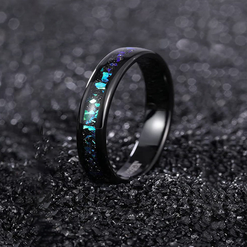 Black Unisex Tungsten Steel Ring