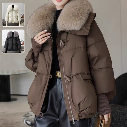 Down Cotton-padded Jacket Women's Short Fur Collar Thickened Coat Winter Clothing