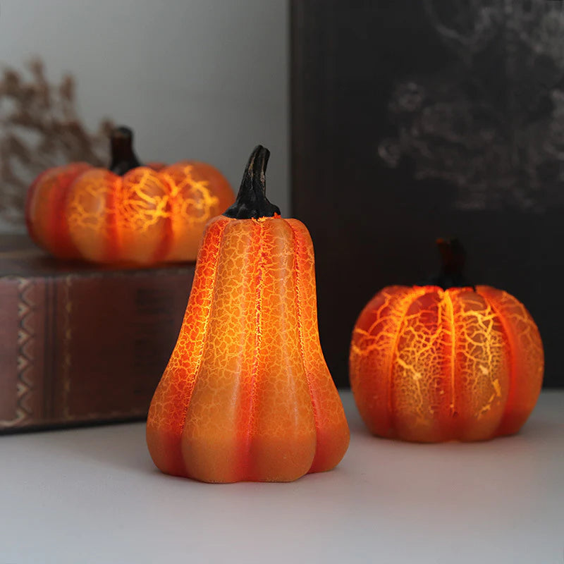 LED Pumpkin Lantern – Luminous Resin Halloween Candle Lamp for Spooky Decor