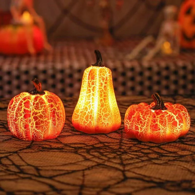 LED Pumpkin Lantern – Luminous Resin Halloween Candle Lamp for Spooky Decor