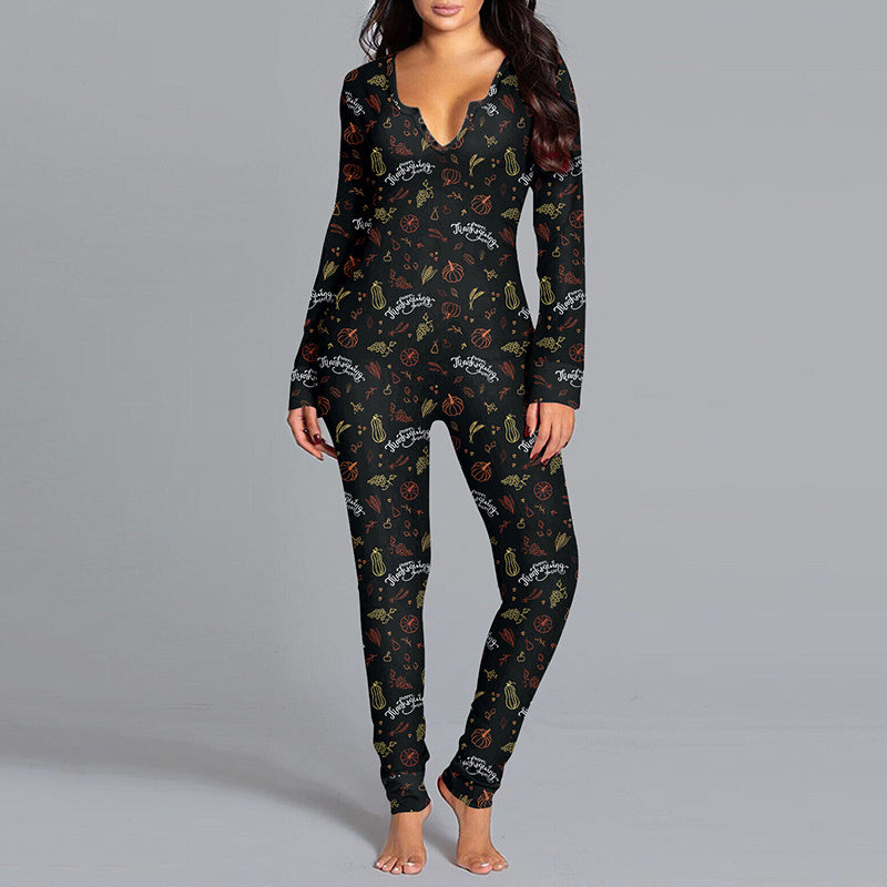 Spooky Chic Halloween Long Sleeve Jumpsuit & Pajama Set