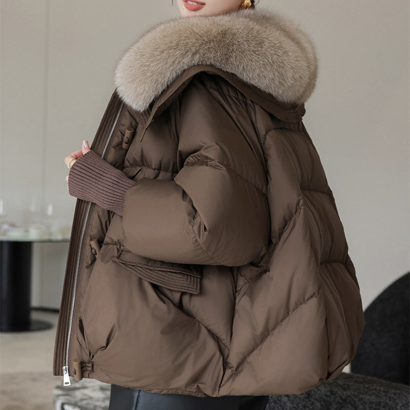 Down Cotton-padded Jacket Women's Short Fur Collar Thickened Coat Winter Clothing